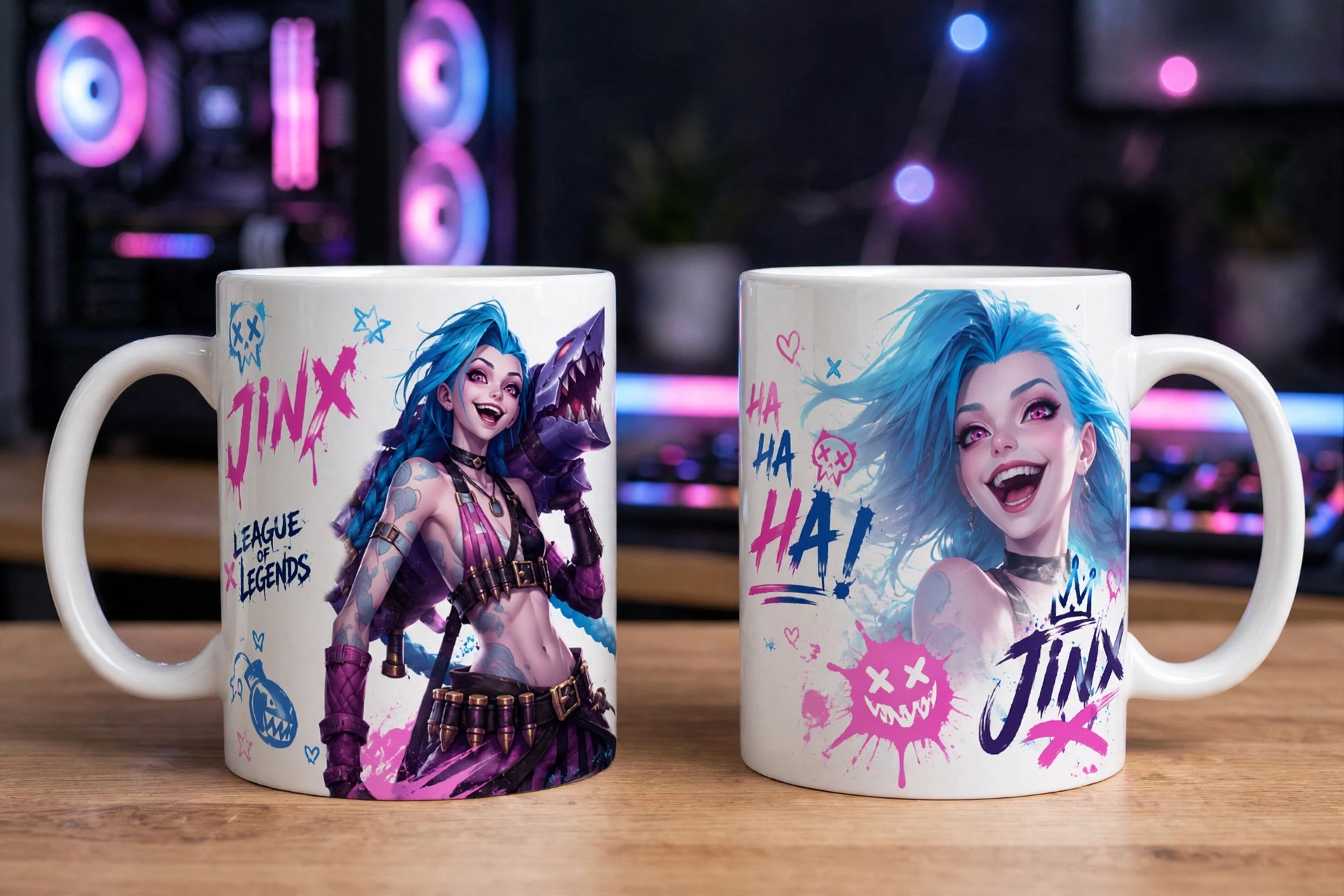 Canecas personalizadas geek com arte colorida inspirada em personagem de games